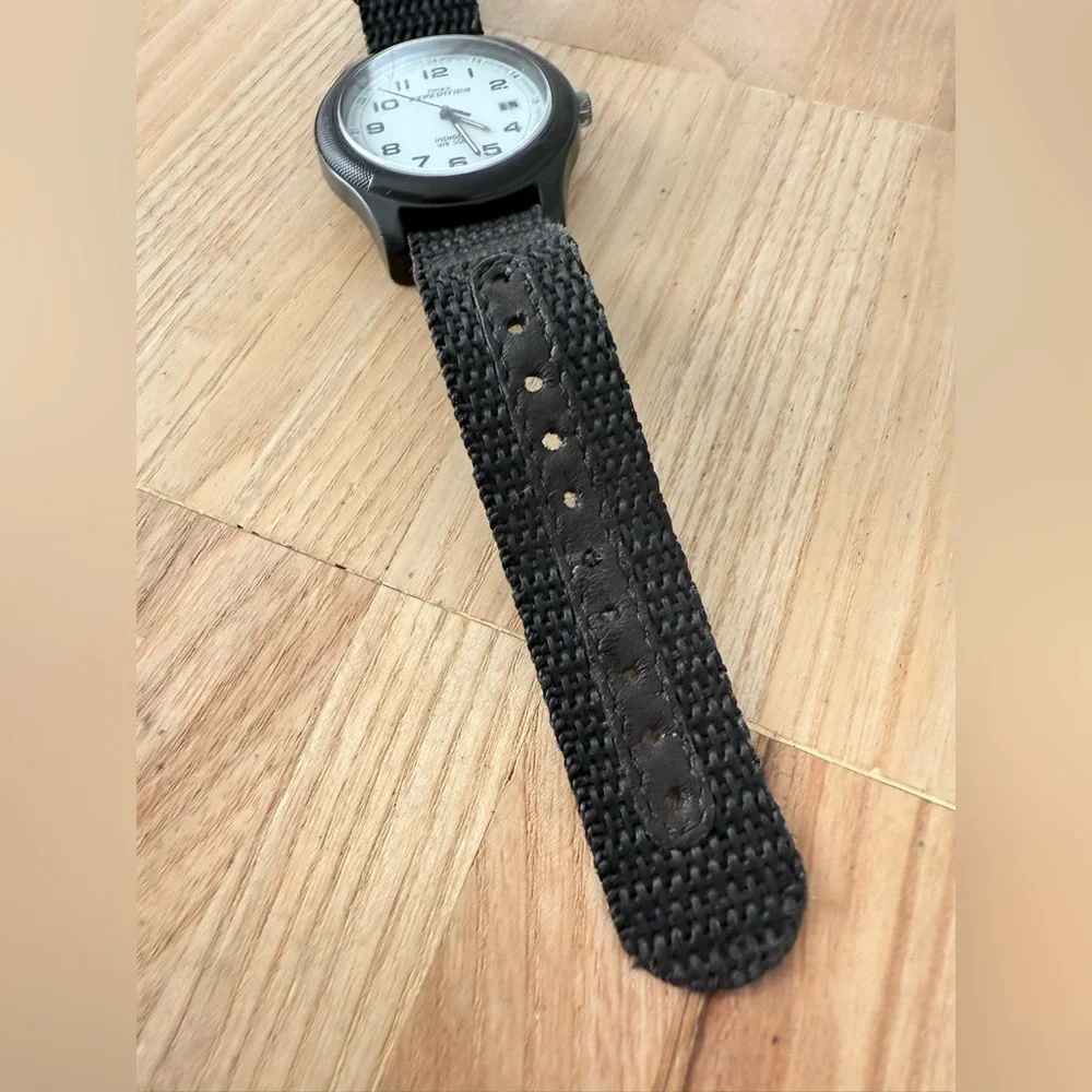 Vintage Timex expedition black nylon strap watch NEW BATTERY